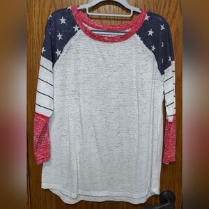 Women's Maurice's Patriotic 3/4 Sleeve T-Shirt Top, Size XL